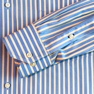 Men's Tommy Hilfiger Button-down Long Sleeve Shirt 16, 32-33 L Yellow Blue